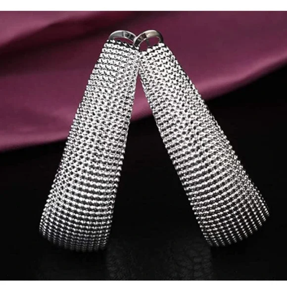 925 Sterling Silver Fashion Classic Big Hoop Drop Dangle Earrings Jewelry Gift - Picture 2 of 5